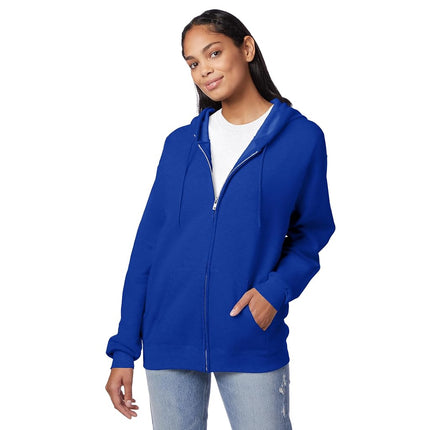 Hanes Men's Full-Zip Eco-Smart Hoodie, Deep Royal, Medium
