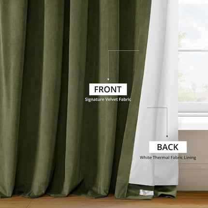 HPD Half Price Drapes Velvet Blackout Curtains/Drapes - 84 Inches Long 1 Panel Blackout Curtain Signature Pleated for Living Room & Bedroom - 25W X 84L, Hunter Green