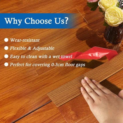 Floor Transition Strip Self Adhesive Cover 2" Wide Vinyl Flat Divider Elegant Wood Grain Design (6.56Ft, Light Brown)