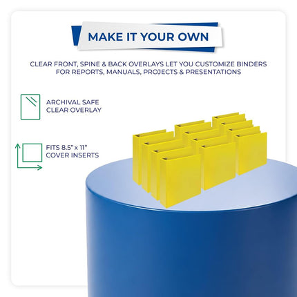 Samsill Durable 2 inch 3 Ring Binder, Made in USA, D Ring Binder, FSC 100% Recycled Chipboard, Yellow, 12 Pack