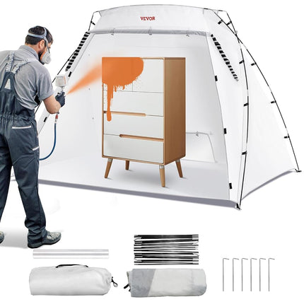 VEVOR Airbrush Spray Booth, Portable Hobby Airbrush Paint Spray Booth Kit with 4 LED Light, Powerful Dual Exhaust Fans, Turntable and 6 ft Extension Hose, for Painting Models, Arts, Crafts, Cakes