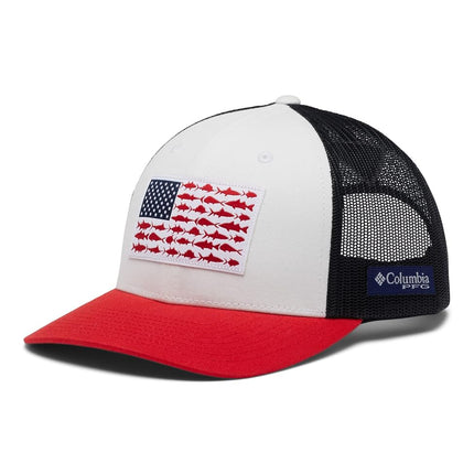 Casquette Columbia PFG Fish Flag Mesh Snap Back, Blanc/Marine universitaire/Rouge vif, Taille unique