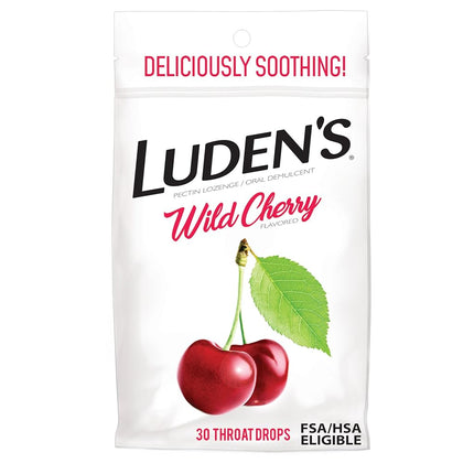 Wild Cherry Throat Drops | Deliciously Soothing | 30 Drops | 1 Bag