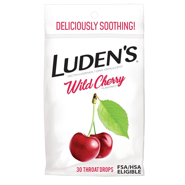 Wild Cherry Throat Drops | Deliciously Soothing | 30 Drops | 1 Bag