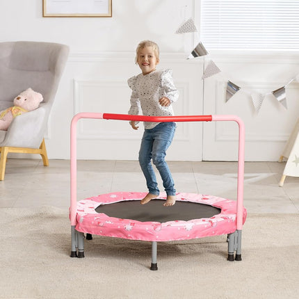 VEVOR 36" Kids Trampoline, 3FT Indoor Outdoor Trampolines, Foldable Mini Trampoline with Handle, Rebounder Trampolines for Toddlers, Birthday Choice for 3+ Years Children, Boys Girls for Fun, Red