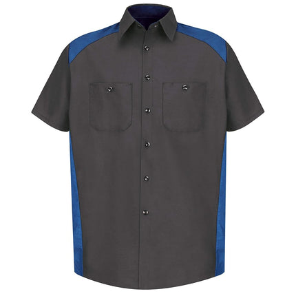 Red Kap Men's Short Sleeve Motorsports Shirt, Char