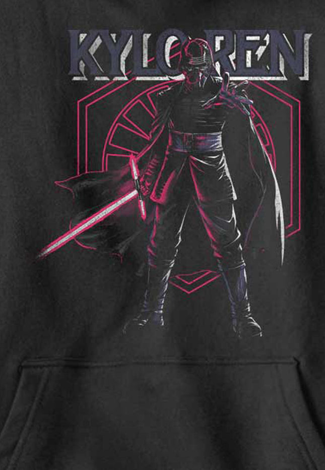 STAR WARS Boy's The Rise of Skywalker Kylo Ren Emblem Pull Over Hoodie, Black, Medium