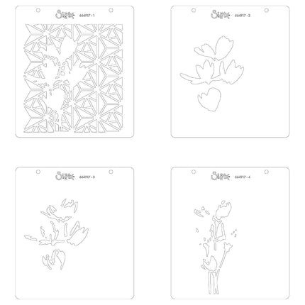 Sizzix Layered Stencils 4PK Geo Flowers by Olivia Rose, One Size