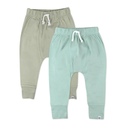 HonestBaby Honest Pants Joggers con pretina elástica 100 % algodón orgánico para bebés e infantes, niños y niñas, unisex, paquete de 2, Ombre salvia, 18 meses