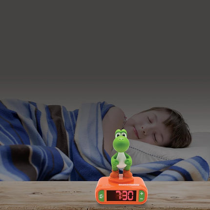 LEXIBOOK Nintendo Super Mario Sound Effects-Kids Alarm Clock with Snooze, Orange/Green