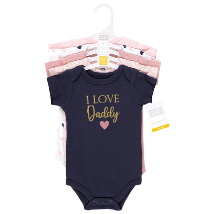 Hudson Baby Bodysuits de algodón para bebé, niña papá rosa marino, 9-12 meses