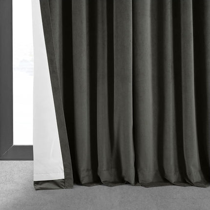 HPD Half Price Drapes Signature Velvet Thermal Blackout Curtains for Living Room 108 Inch Long (1 Panel) Rod Pocket Insulated Blackout Curtains for Bedroom Window Curtains, 100W x 108L, Gunmetal Grey