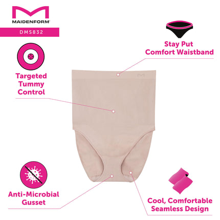 Maidenform Women's Seamless High Waist Shapewear, Soft & Lightweight Firm Control Shaping Brief, Bronzed Chestnut, XL