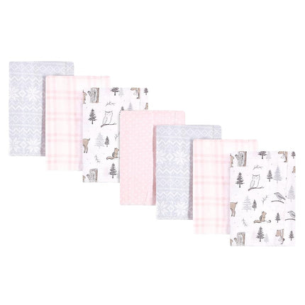 Hudson Baby Unisex Baby Cotton Flannel Burp Cloths, Winter Forest, One Size
