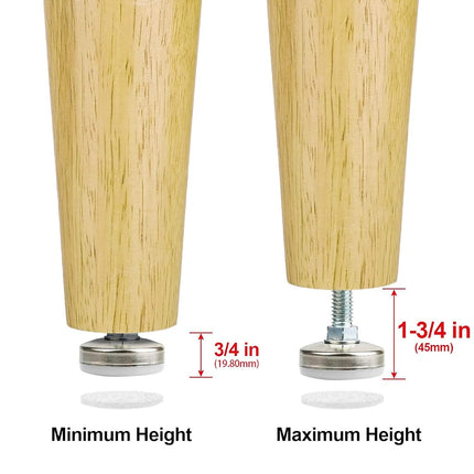 Heavy Duty Furniture Leveling Feet Adjustable Furniture Leg Levelers for Tables Chairs Cabinets Sofa Raiser, Support 1320LBs, T- Nut Kit 3/8”-16 Thread, Large Base,w/ 4 Felt Pads,12 Screws (4 Pack)