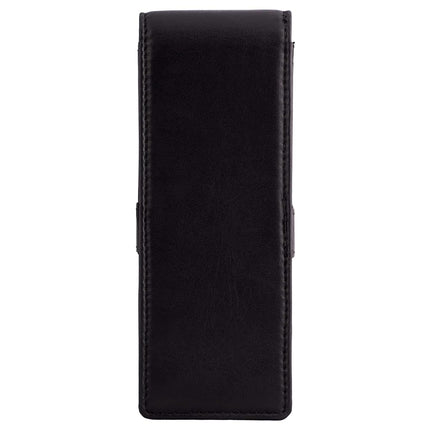 DiLoro Leather Triple Pen Case Pencil Pouch Holder for Three Fountain Ballpoint Rollerball Pens and Pencils, Black, 1 Count (Pack of 1), Elegant Leather Pen Case