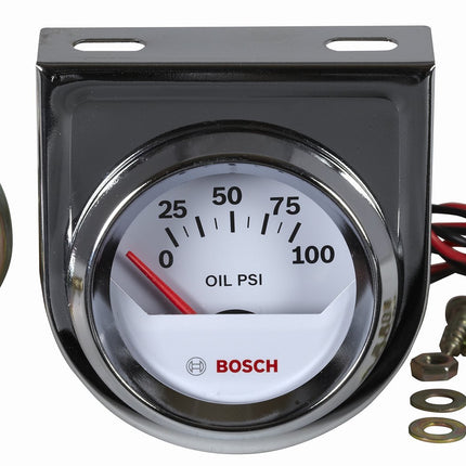 Bosch SP0F000041 Style Line 2 Electrical Oil Pressure Gauge (White Dial Face, Chrome Bezel) by Bosch