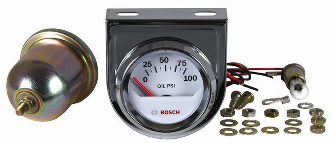 Bosch SP0F000041 Style Line 2 Electrical Oil Pressure Gauge (White Dial Face, Chrome Bezel) by Bosch