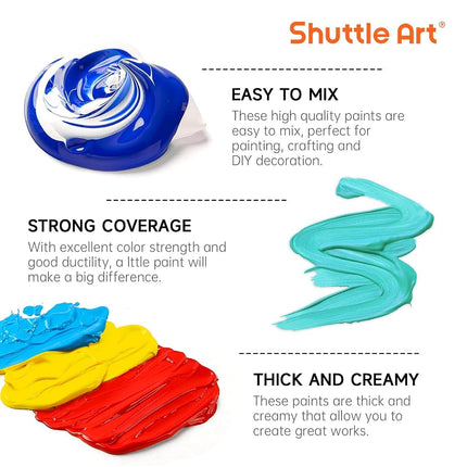 Shuttle Art Acrylic Paint Set, 15 Colours Acrylic Paint Bottle Set (473ml/16oz), Rich Pigmented Paints, Bulk Painting Supplies for Artists, Beginners Kids on Rocks Crafts Canvas Wood Ceramic