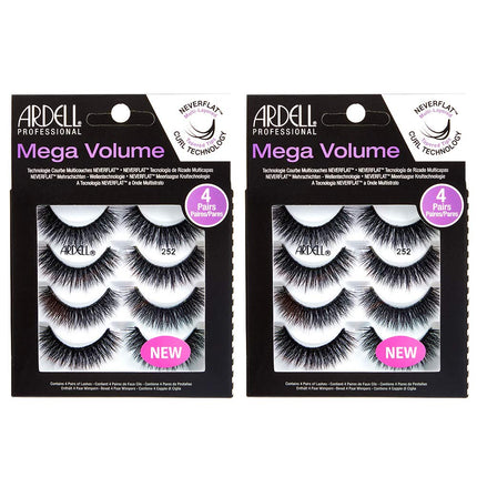 Ardell Lashes Mega Volume 252, 4 Pairs x 2 Packs (8 Pairs)