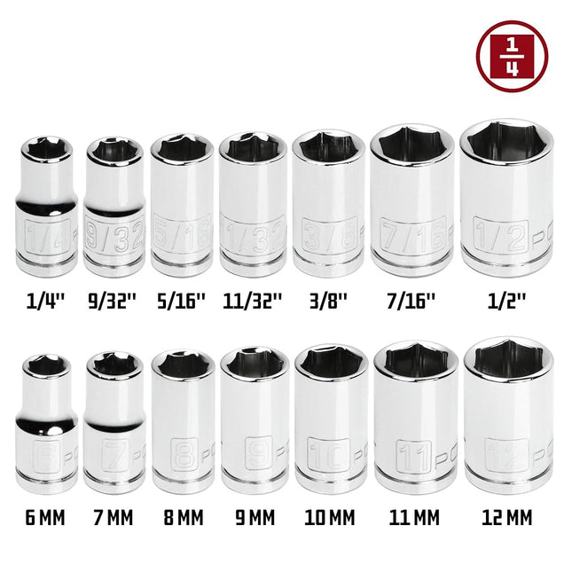 Powerbuilt 640087 1/4-Inch Drive SAE Socket Set, 14-Piece
