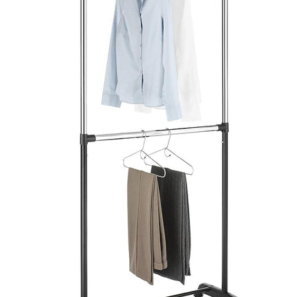 Whitmor 6021-3081-BB Adjustable Two Rod Garment Rack,Black and Chrome