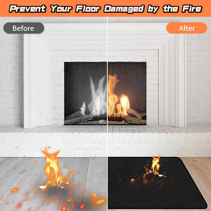 Protalwell Hearth Rugs Fireproof, Fireplace Rug, Fireplace Mat, Fireplace Rugs Fire Resistant, 42" x24”, Heated Floor Mat for Outdoor BBQ Grills, Fire Pits, Smokers, Woodstoves