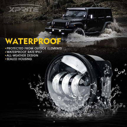 Xprite 4" Inch LED Fog Lights, White LED Chip Lamp Compatible with 2007-2018 Jeep Wrangler Unlimited JK Driving Off Road Fog Light, DOT Approved