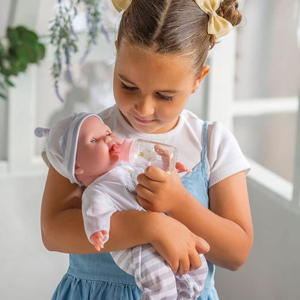 JC TOYS - Berenguer Boutique Soft Body Doll 38 cm, Her Eyes Open and Close, Includes Clothes and Accessories, Grey, Designed by Berenguer, +2 years