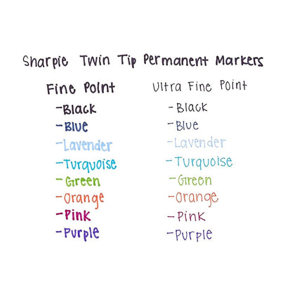 Sharpie Permanent Marker, Twin Tip, Fine and Ultra Fine Points, 12 Pack, Black Ink (32201)