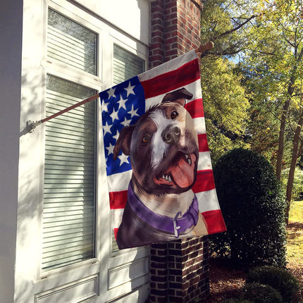 Caroline's Treasures CK6467CHF Bandera de Casa de Lona con Bandera de Estados Unidos y Perro Bull Terrier, Grande, multicolor