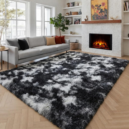 PAGISOFE Black White Grey Bedroom Rug 4x6 Ft, Soft