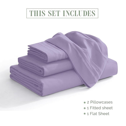 Elegant Comfort Luxurious 1500 Premium Hotel Quality Microfiber 4-Piece Sheet Set, 18-24 Inches Deep - Extra Deep Pocket Sheets - Ultra Soft 4PC Deep Pocket Sheets, Twin/Twin XL, Lavender