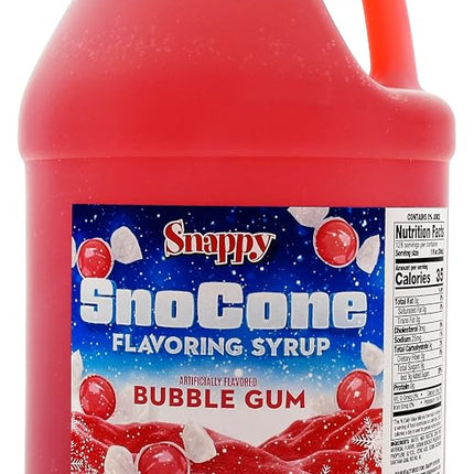 Snappy Bubble Gum Sno Cone Syrup, 1 Gallon (128 ou