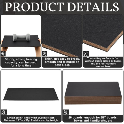 20 Pcs Book Board, Binders Board Chipboard Designer Bookboard Kraft Heavy Duty Chipboard Sheets Bookbinding Supplies for Book Binding Cover (Black, 11 x 8.5 Inch 50PT)