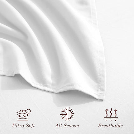 CELINE LINEN 4-Piece Bed Sheet Set with Deep Pockets, Queen White