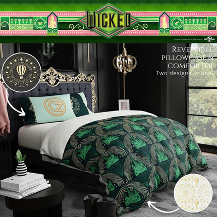 Franco Comforter and Sheet Set, Microfiber, Wicked-Welcome to Oz, 5 Piece Twin Size