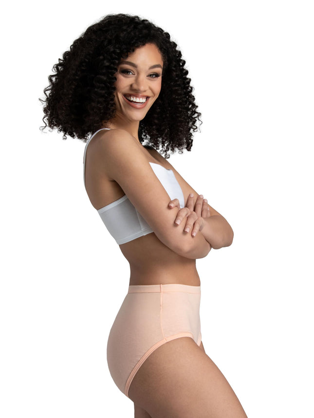 Fruit of the Loom Women's Eversoft Cotton Underwear Multipacks, Tag Free & Breathable, Available in Plus Size Slip, Pack of 12 Assorted Colours, 10