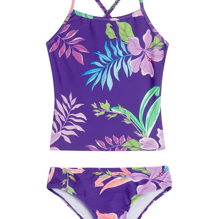 Kanu Surf Girls' Melanie Beach Sport 2-pc UPF 50+ Banded Tankini, Spring Purple, 6