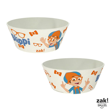 Zak Designs Blippi Kids Dinnerware Set 3 Pieces, Durable and Sustainable Melamine Bamboo Plate, Bowl, and Tumbler are Perfect for Dinner Time with Family (Blippi, TABBS)