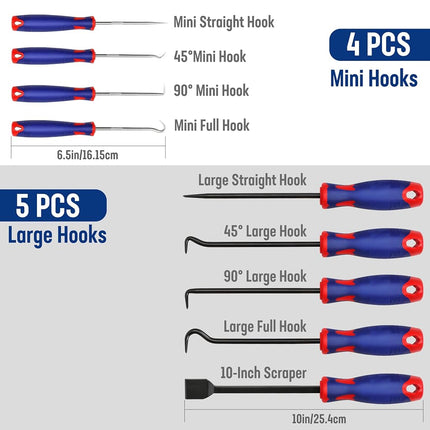 WORKPRO 9Pcs Precision Pick & Hook Set with Scraper, Automotive & Electronic Hand Tools, W000846A