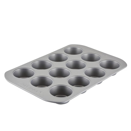 Farberware Nonstick Bakeware 12-Cup Muffin and Cu-Pieceake Pan, Gray