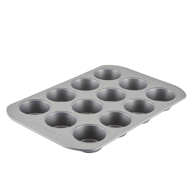 Farberware Nonstick Bakeware 12-Cup Muffin and Cu-Pieceake Pan, Gray