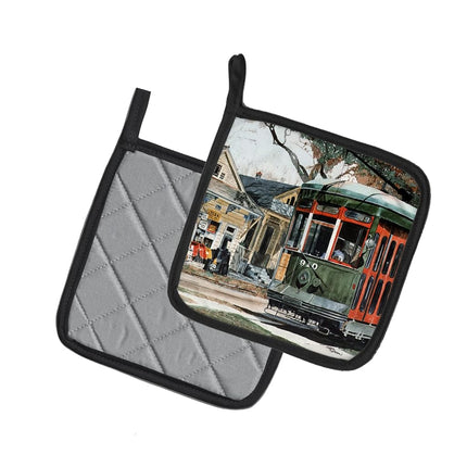 Caroline's Treasures New Orleans Street Car Pair of Pot Holders 8108PTHD, Fabric, Multicolor