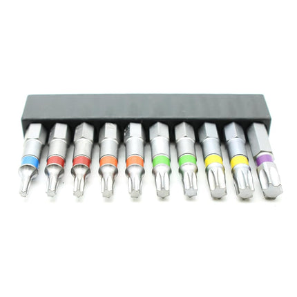TMAX 10p Color Coded T10-T40 6 point Torx Star 2" L Screwdriver Bit, S2