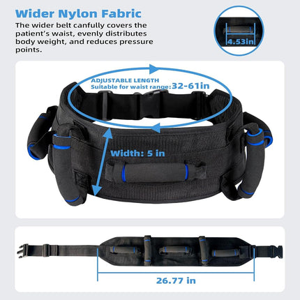 Gait Belt Transfer Belt for Seniors, Gate Belt for Elderly Lift Belts for Physical Therapy with Quick Release Anti-Slip Function Standing Aids & Support for Elderly Handicap Patient Care (5 Handles)