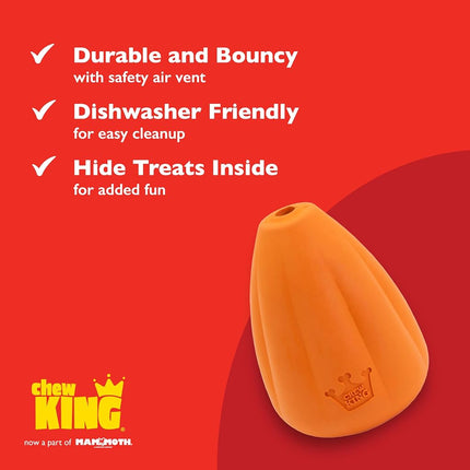 Chew King Premium Treat Dog Toy, Extremely Durable Natural Rubber Toy, Bacon Flavored Dog Toy