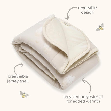 Burt's Bees Baby Reversible Baby Nursery Blanket Organic Cotton Jersey Quilted Blanket for Babies and Toddlers
