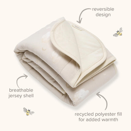 Manta reversible Burt's Bees Baby, cuna, cochecito y tiempo boca abajo, ropa de cama acolchada de algodón orgánico para bebés y niños pequeños