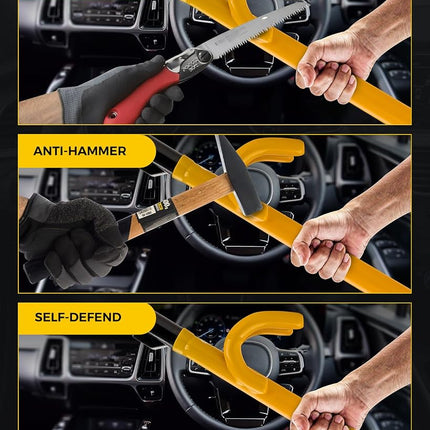 SEALIGHT Car Steering Wheel Lock with 2 Keys Car Double Hooks & Heavy Duty Car Club Steering Wheel Lock Adjustable Antitheft Locking Devices for Cars Truck Van SUV